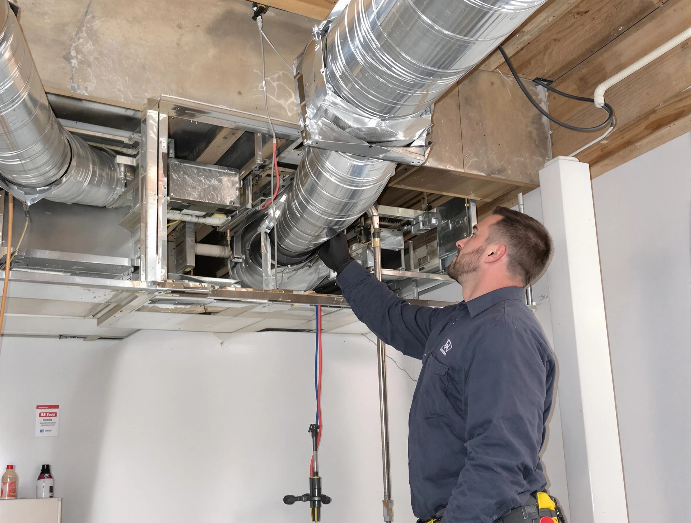 Peachtree Corners Air Duct Cleaning technician performing professional air duct repair using specialized tools in Peachtree Corners