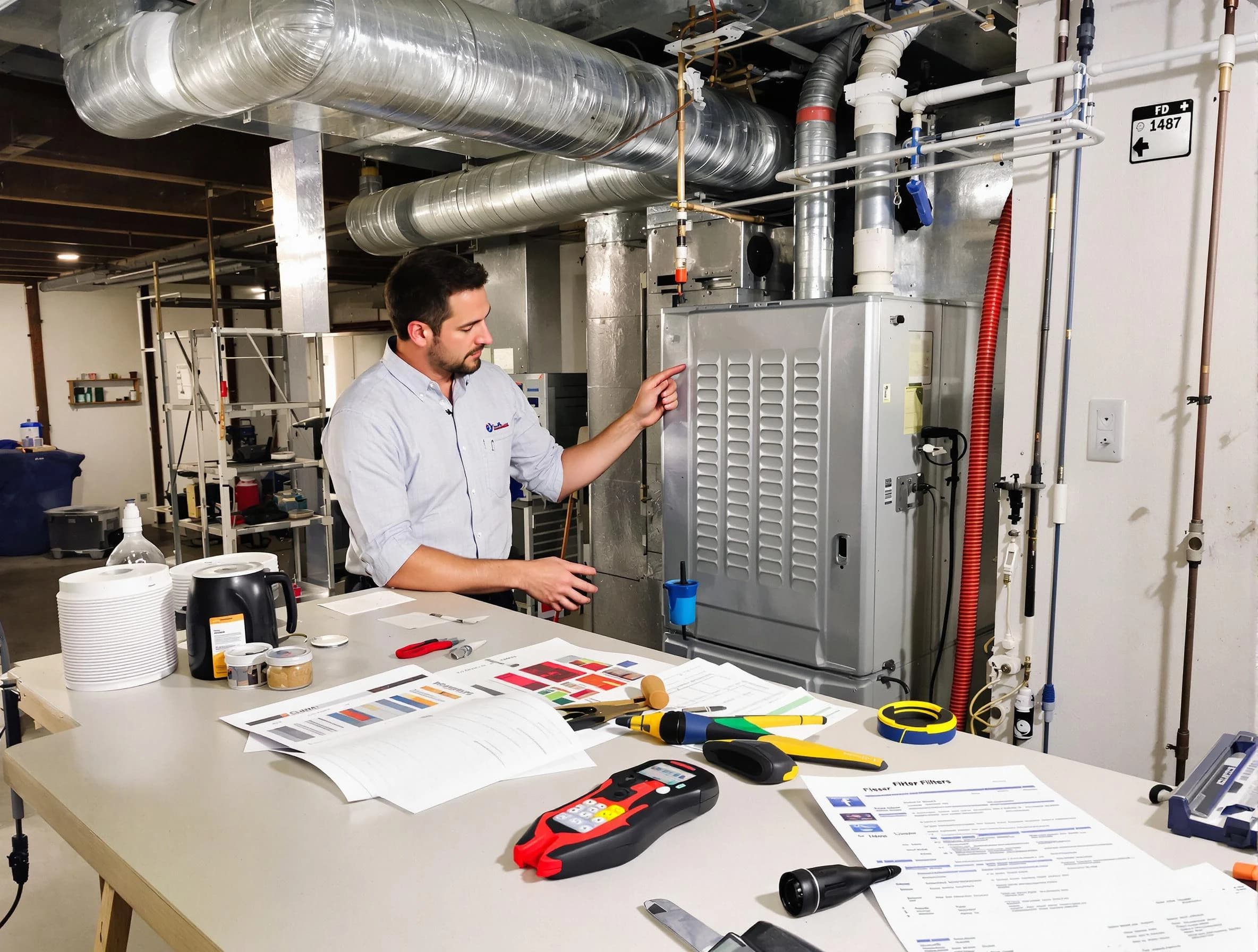 Peachtree Corners Air Duct Cleaning inspector conducting detailed filter system evaluation using professional diagnostic tools in Peachtree Corners