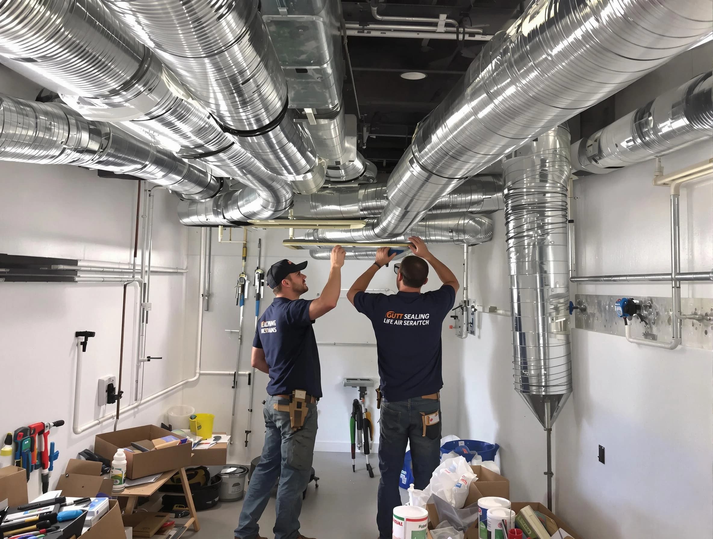 Peachtree Corners Air Duct Cleaning technician applying professional duct sealing solutions in Peachtree Corners