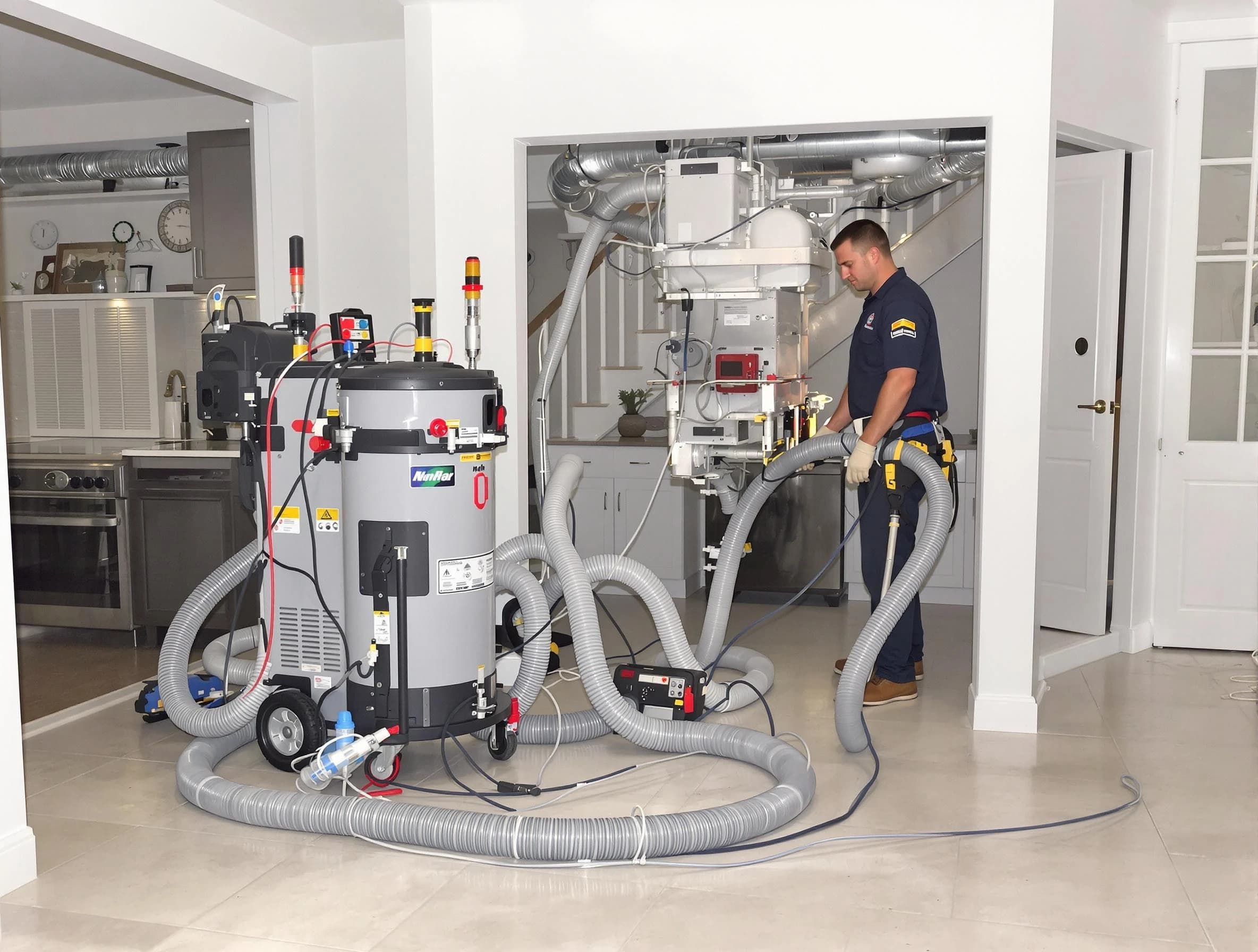 Peachtree Corners Air Duct Cleaning technician operating negative pressure cleaning equipment for thorough duct maintenance in Peachtree Corners