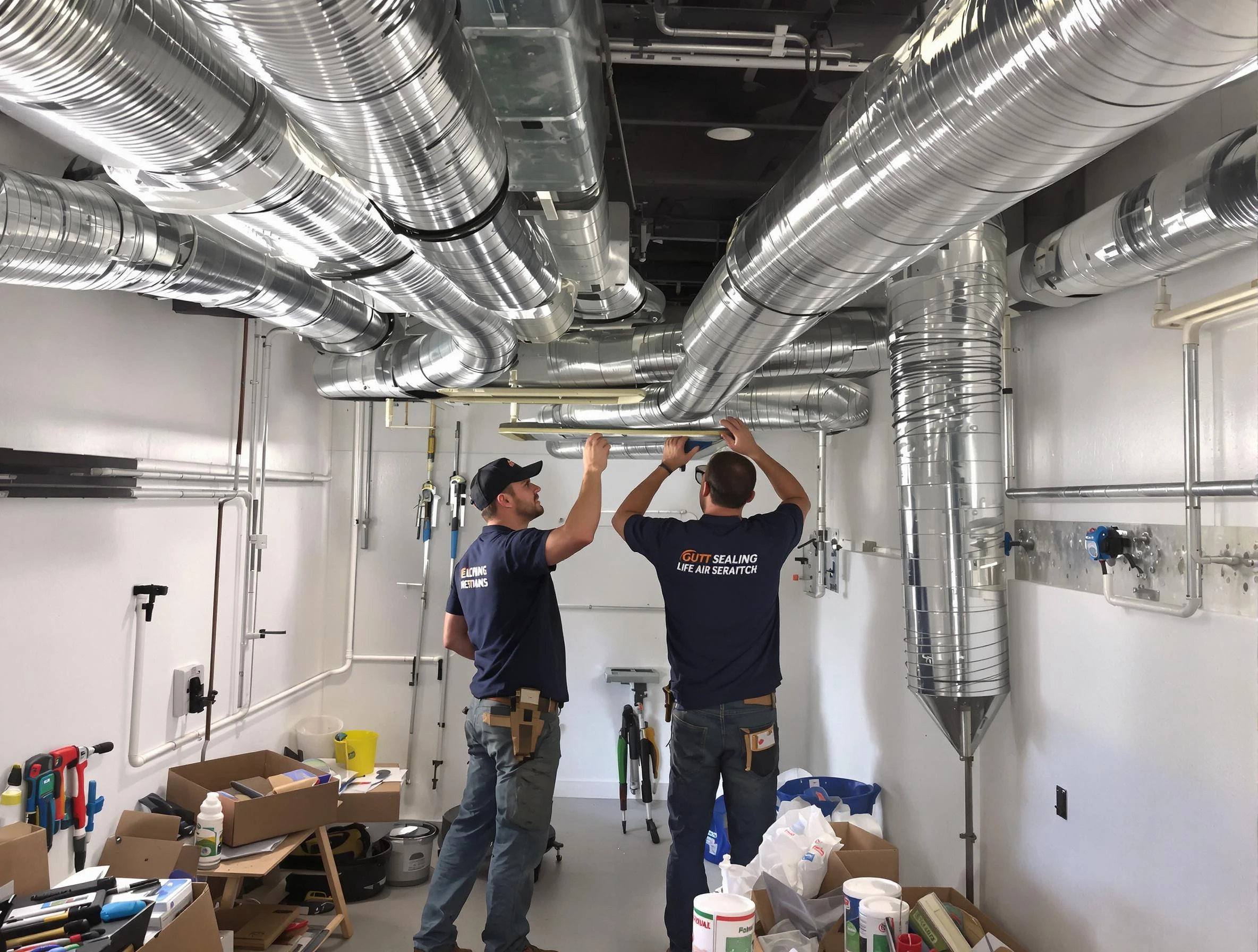 Peachtree Corners Air Duct Cleaning technician applying professional duct sealing solutions in Peachtree Corners